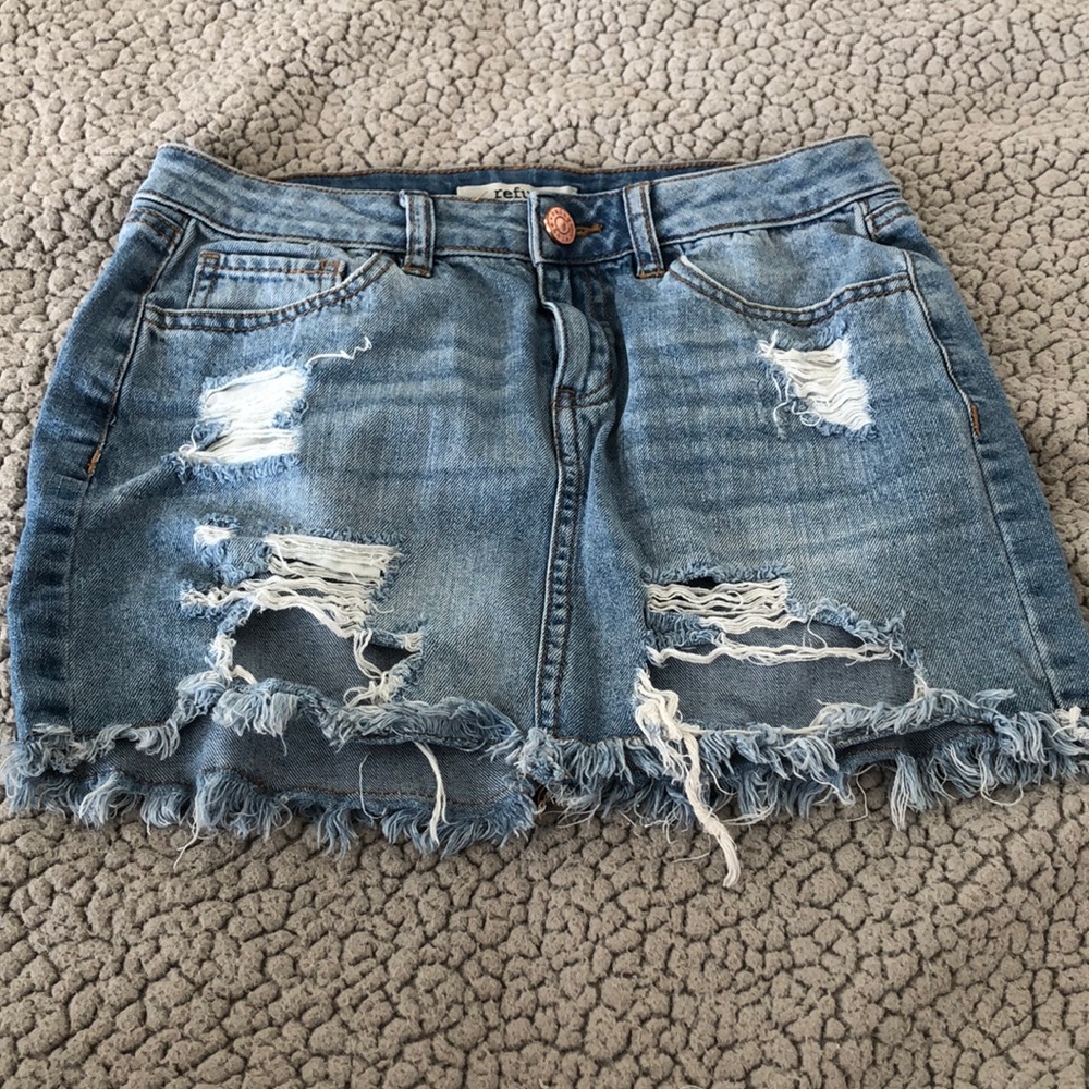 Refuge Ripped Jean Skirt